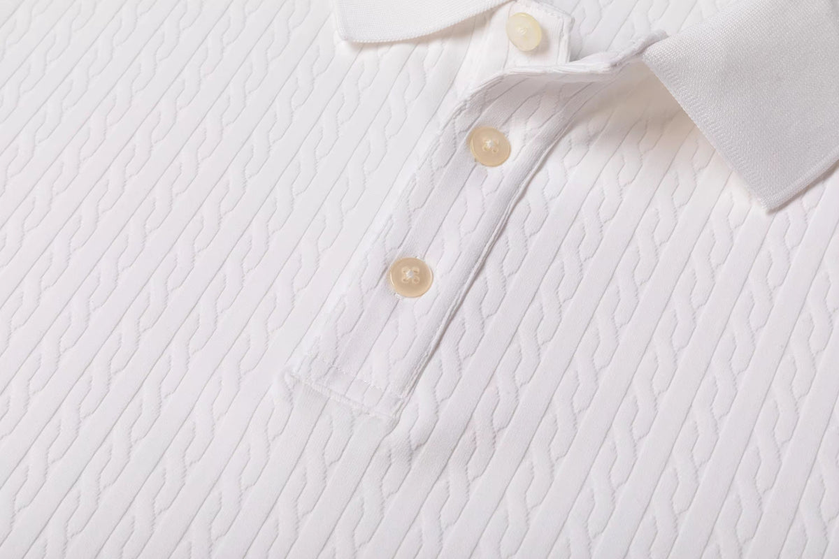 The Heritage Textured Cotton Polo – Off-White